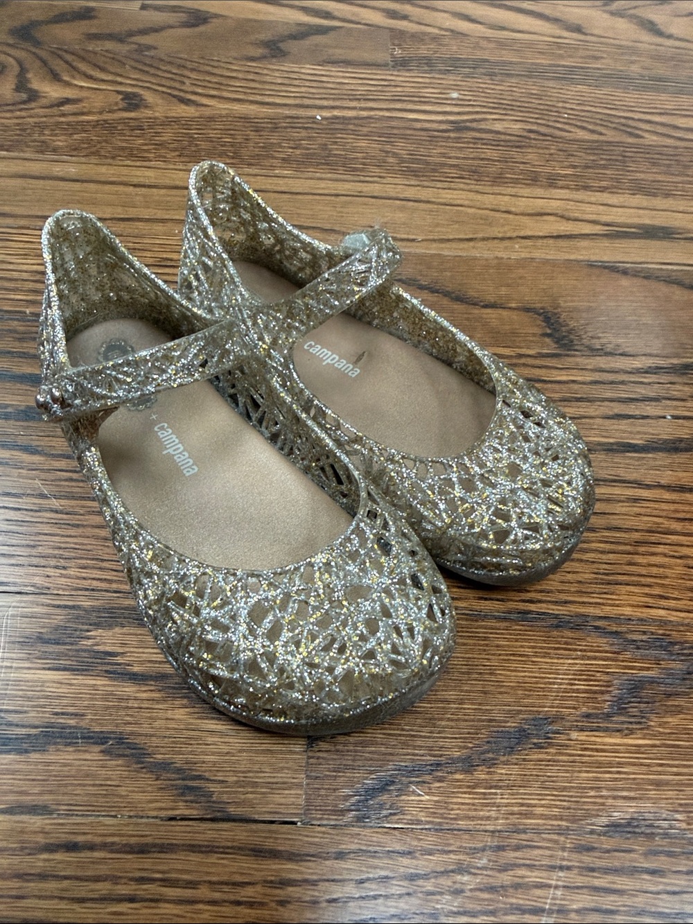 Mini Melissa Gold Glitter Jellies